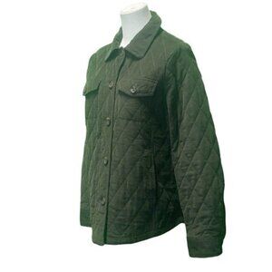 Talbots Hunter Green 100% Cotton Corduroy Quilted Button Front Jacket Size S